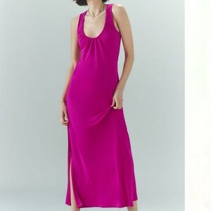 Anthropologie Ruched Scoop Neck Midi Dress